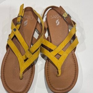 Franco Sarto Yellow Suede Strappy Sandals
